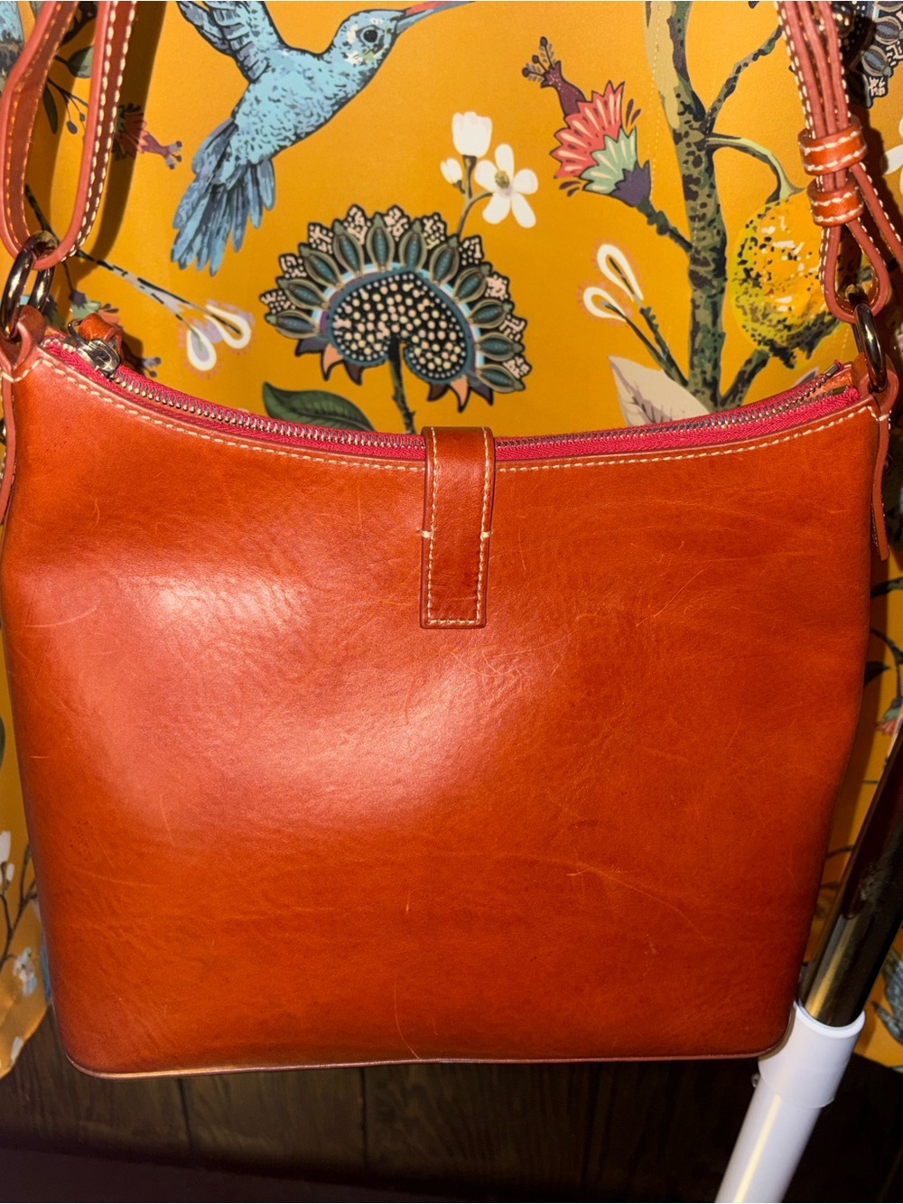 Dooney And Bourke Toscana Florentine Cognac Turnlock Hobo Purse - Picture 4 of 13